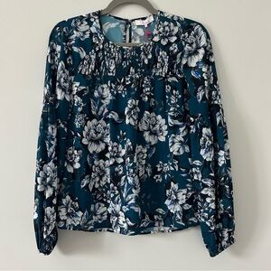 Parker Smocked Yoke Top Everglades Garden All Over Floral Print Blouse XS NWT